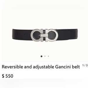 Ferragamo reversible and adjustable Gancini belt (black / brown). 41 inches. EUC